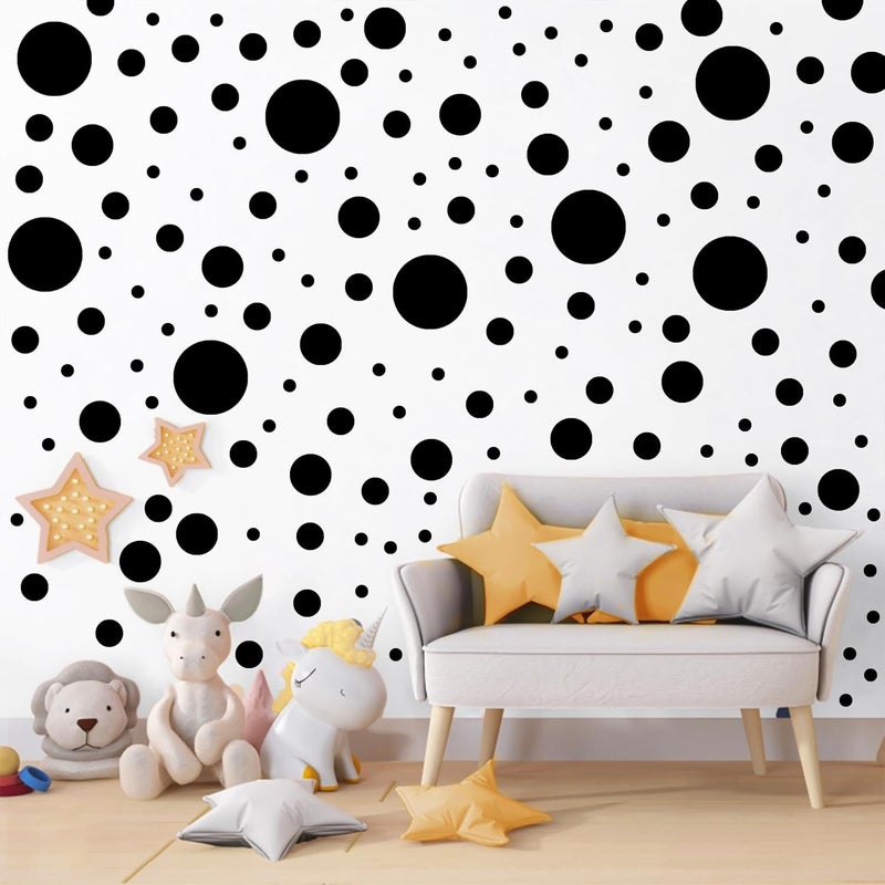 Sinekong 1240Pcs Polka Dot Wall Decals Black Wall Decal Peel and Stick Kids Decals Removable Round Circle Rainbow Stickers for Playroom Nursery Classroom Bedroom Decor(Black) - Image 4